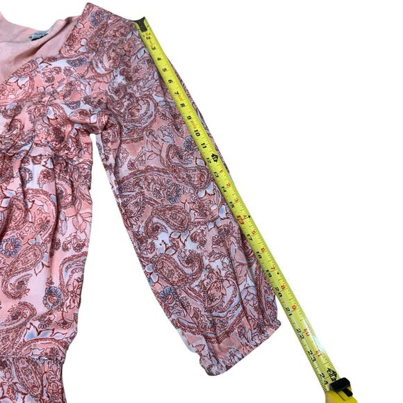 Rachel Zoe Maxi Dress Womens M Peach Paisley Floral Tiered Cottagecore Flowy - Picture 7 of 10